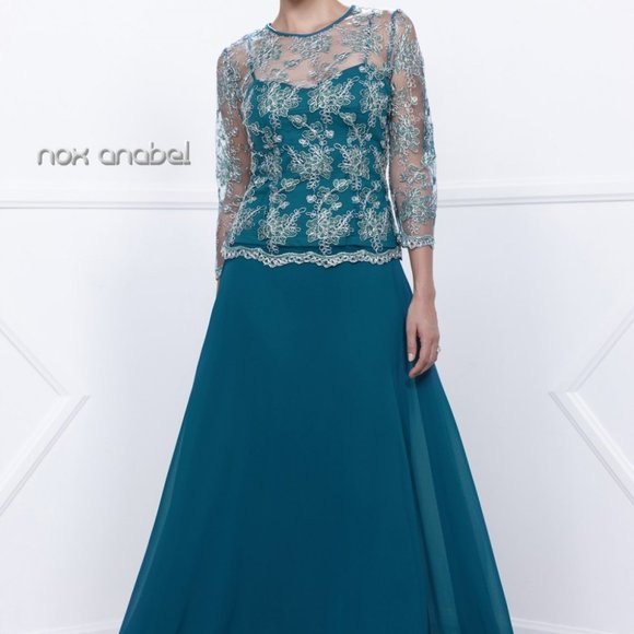 NOX Anabel Dresses & Skirts - Sheer Lace Jewel Neckline Dress NX5096